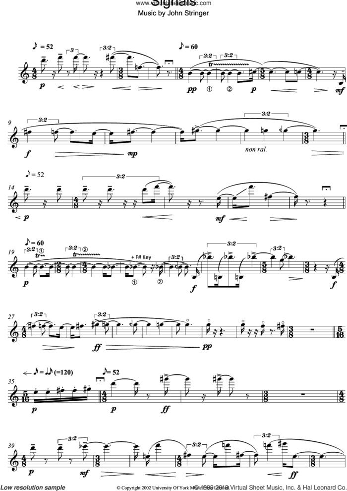 Signals sheet music for oboe solo by John Stringer, classical score, intermediate skill level
