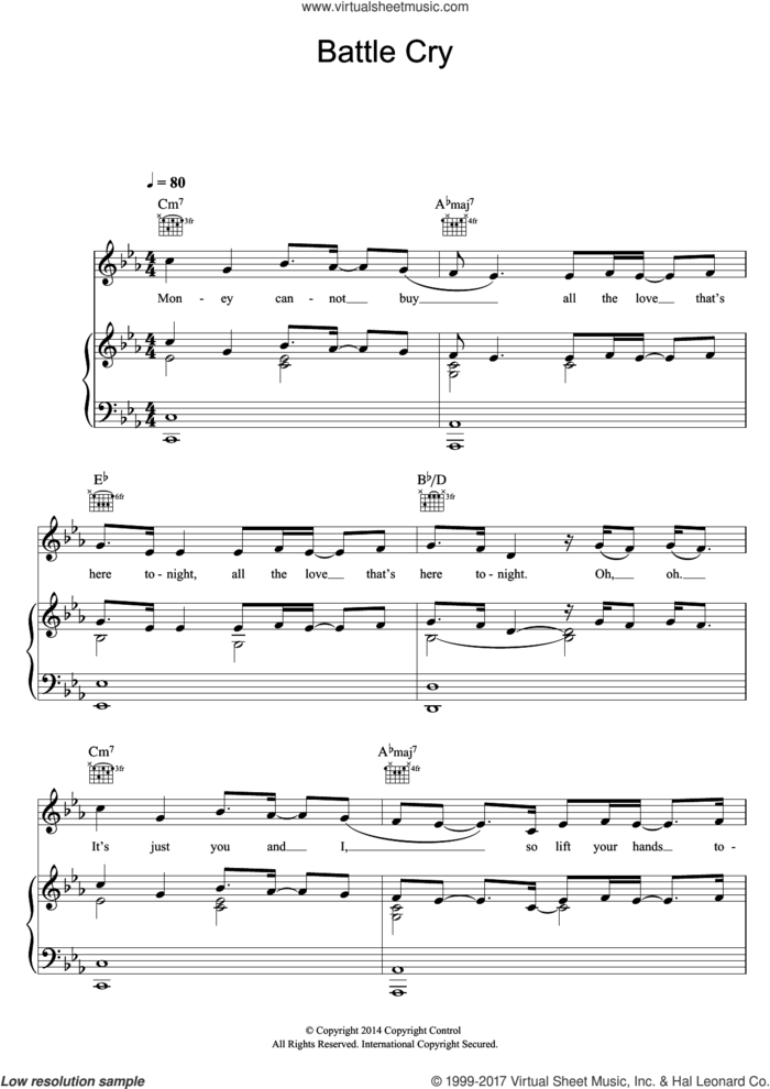 Battle Cry (featuring Sia) sheet music for voice, piano or guitar by Angel Haze and Sia, intermediate skill level
