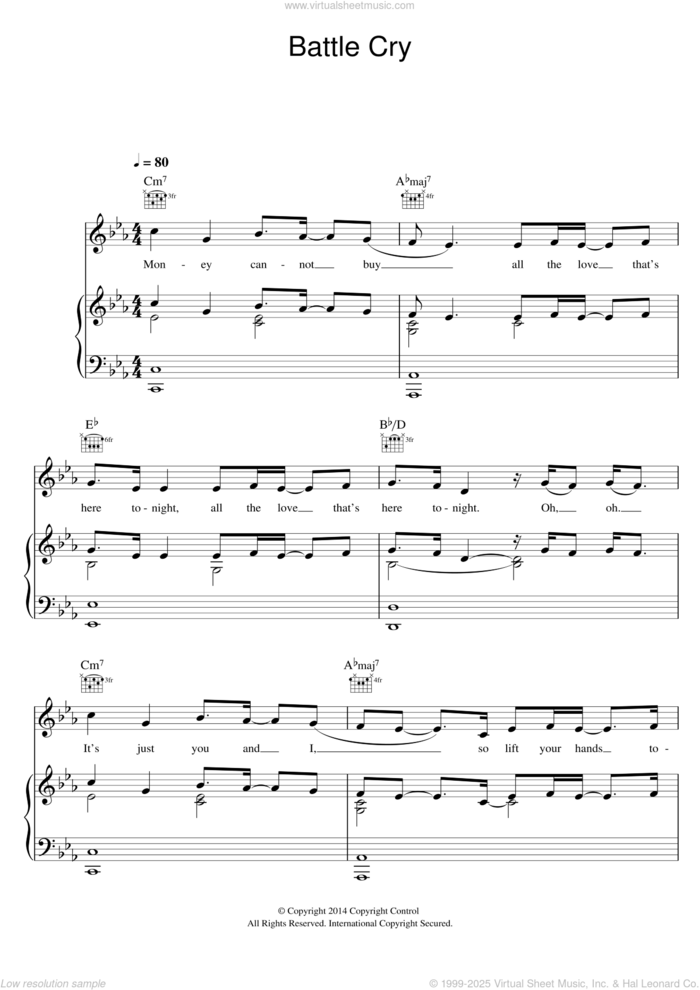 Battle Cry (featuring Sia) sheet music for voice, piano or guitar by Angel Haze and Sia, intermediate skill level