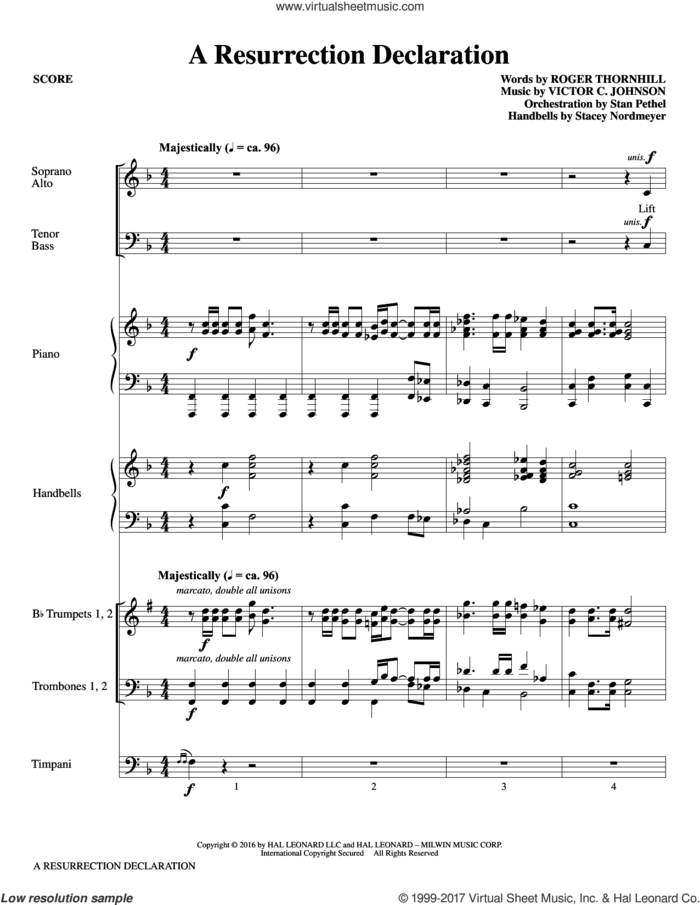 A Resurrection Declaration (COMPLETE) sheet music for orchestra/band by Victor Johnson and Roger Thornhill, intermediate skill level