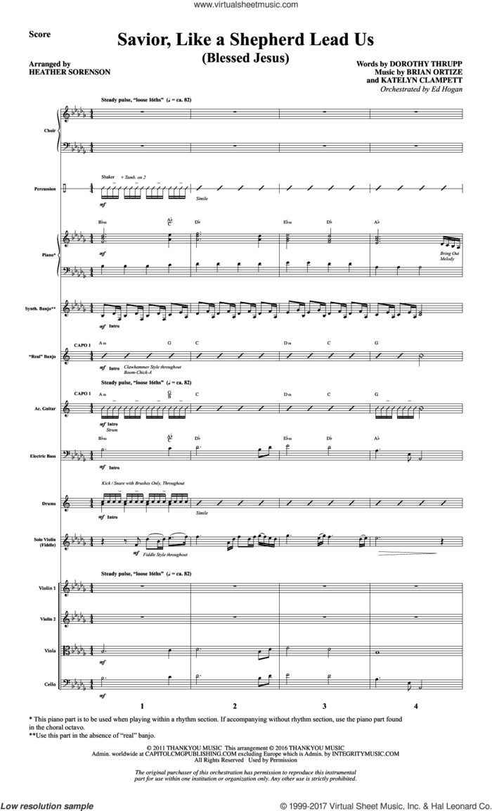 Savior, Like a Shepherd Lead Us (Blessed Jesus) (COMPLETE) sheet music for orchestra/band by Heather Sorenson, Brian Ortize, Dorothy Thrupp and Katelyn Clampett, intermediate skill level