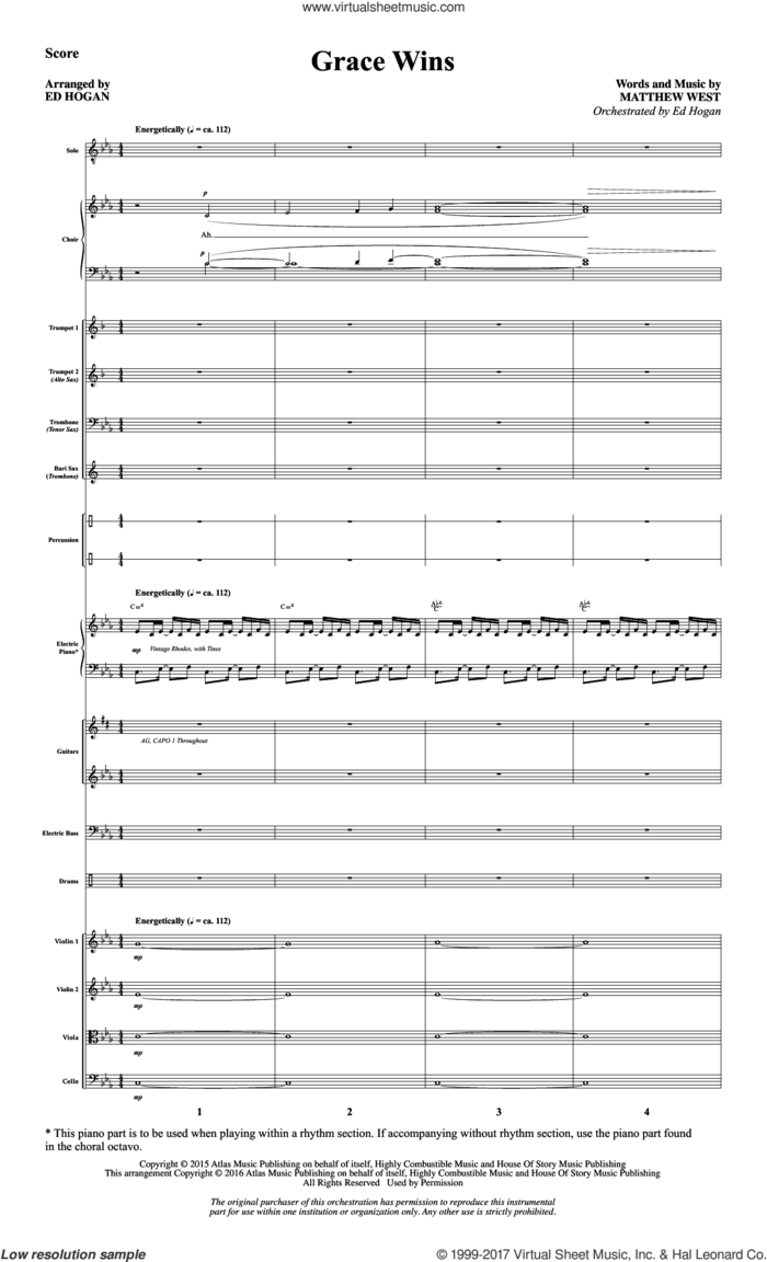 Grace Wins (COMPLETE) sheet music for orchestra/band by Matthew West and Ed Hogan, intermediate skill level