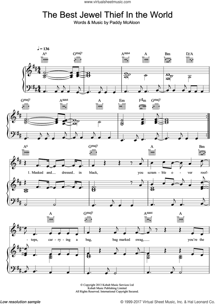 The Best Jewel Thief In The World sheet music for voice, piano or guitar by Prefab Sprout, intermediate skill level