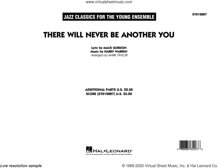 There Will Never Be Another You (COMPLETE) sheet music for jazz band by Harry Warren, Mack Gordon and Mark Taylor, intermediate skill level