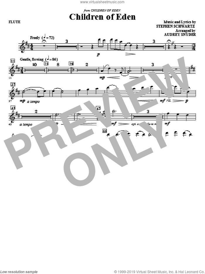 Children of Eden (complete set of parts) sheet music for orchestra/band (Special) by Audrey Snyder and Stephen Schwartz, intermediate skill level