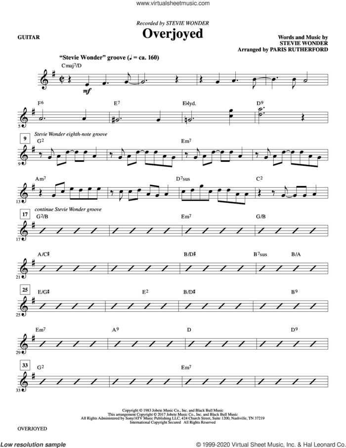 Overjoyed (complete set of parts) sheet music for orchestra/band by Stevie Wonder and Paris Rutherford, intermediate skill level