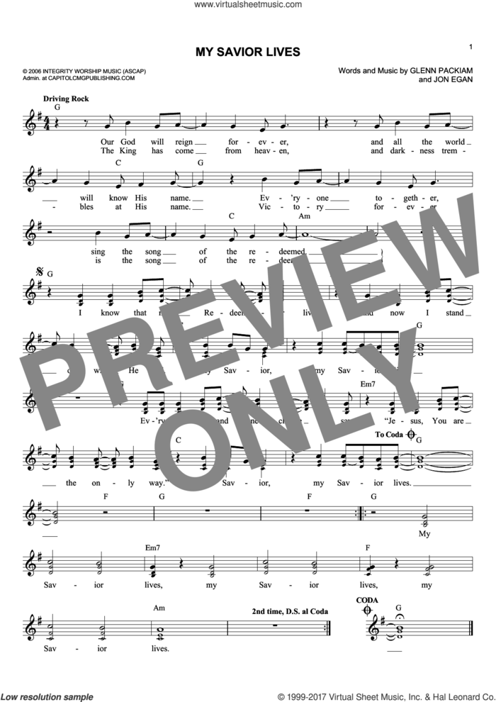 My Savior Lives sheet music for voice and other instruments (fake book) by Glenn Packiam, Desperation Band and Jon Egan, intermediate skill level