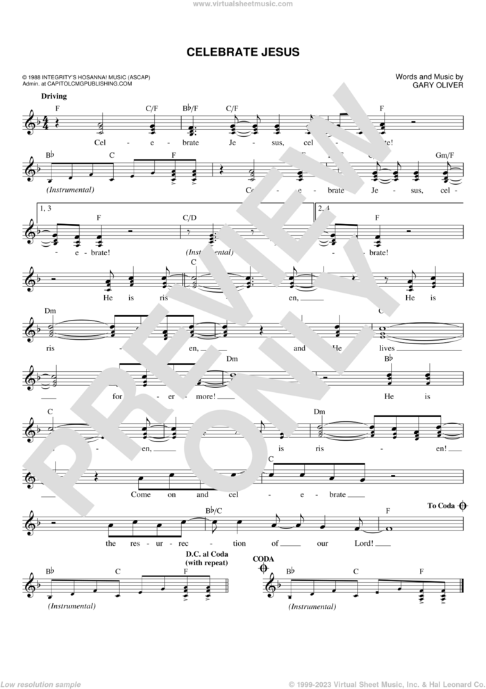 Celebrate Jesus sheet music for voice and other instruments (fake book) by Don Moen and Gary Oliver, intermediate skill level