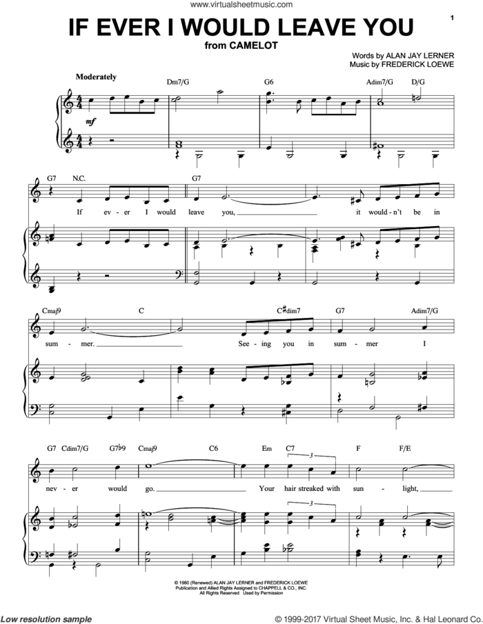 If Ever I Would Leave You sheet music for voice and piano (High Voice) by Alan Jay Lerner and Frederick Loewe, intermediate skill level
