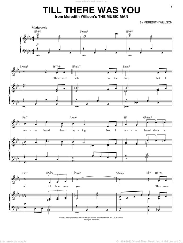 Till There Was You sheet music for voice and piano (High Voice) by The Beatles and Meredith Willson, intermediate skill level