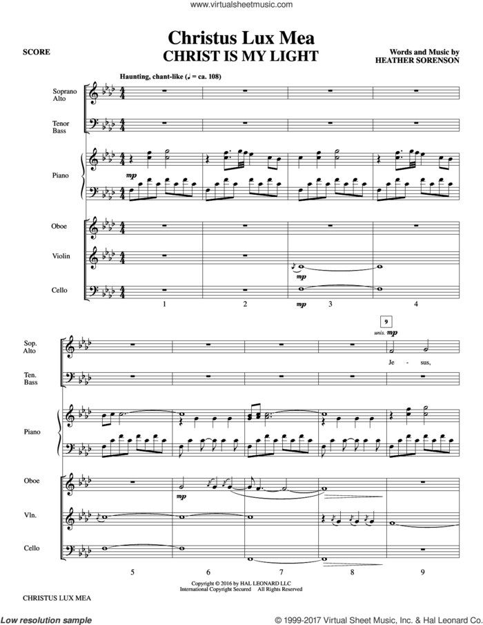 Christus Lux Mea (COMPLETE) sheet music for orchestra/band by Heather Sorenson, intermediate skill level
