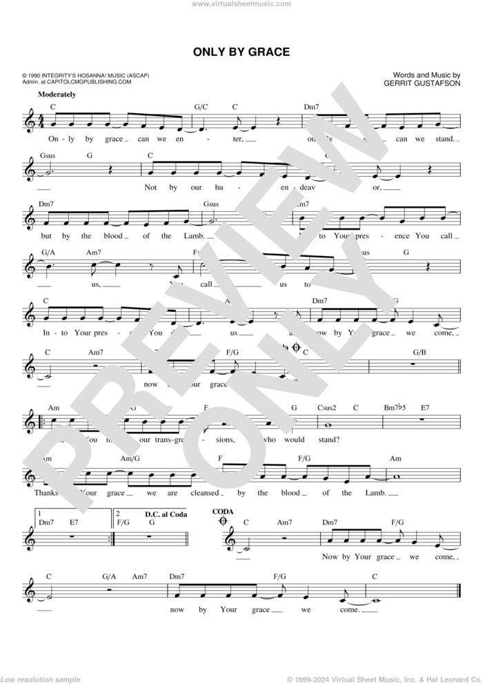 Only By Grace sheet music for voice and other instruments (fake book) by Gerrit Gustafson and Petra, intermediate skill level