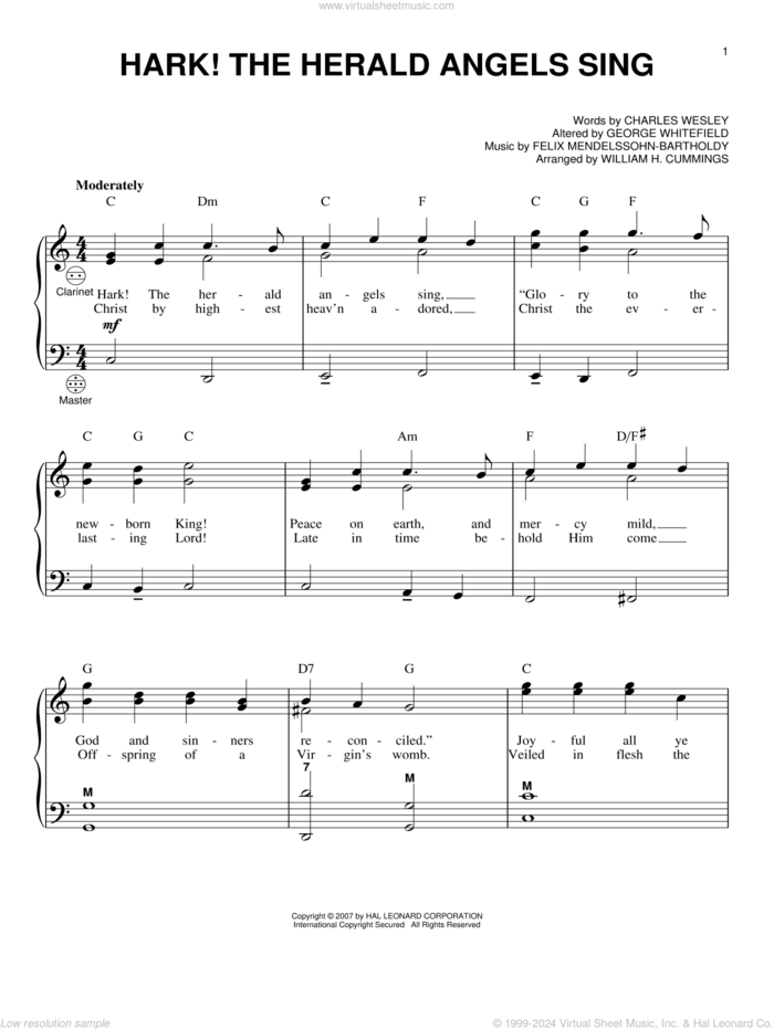 Hark! The Herald Angels Sing sheet music for accordion by Charles Wesley, Gary Meisner, Felix Mendelssohn-Bartholdy, George Whitefield and William H. Cummings, intermediate skill level