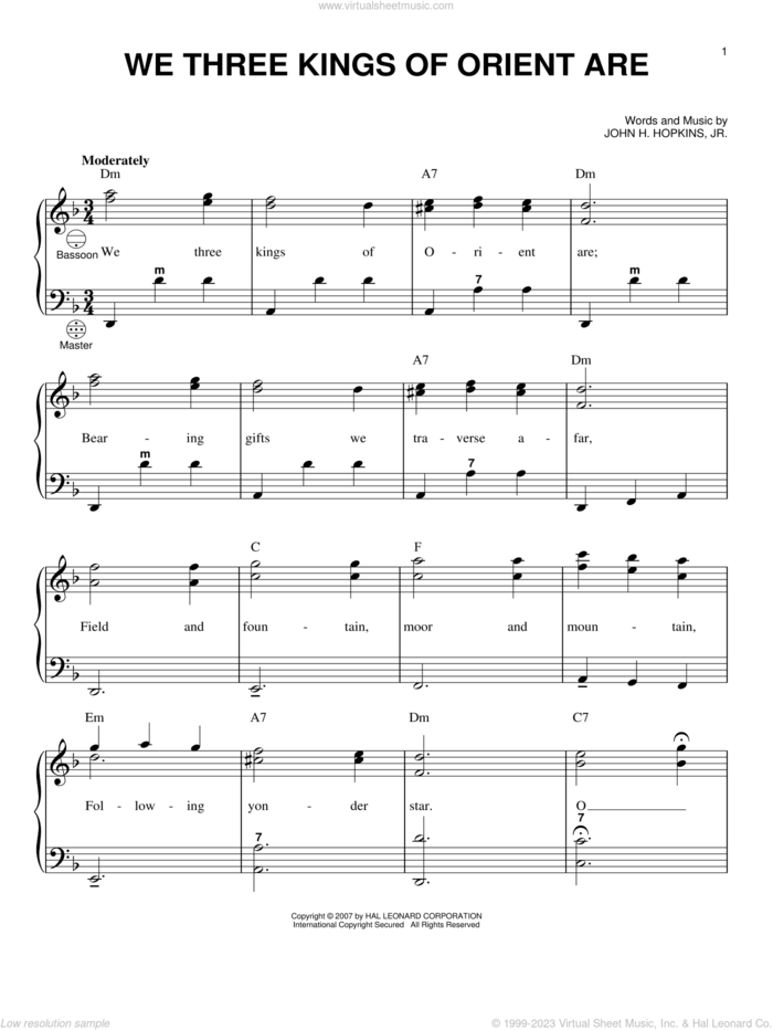 We Three Kings Of Orient Are sheet music for accordion by John H. Hopkins, Jr. and Gary Meisner, intermediate skill level