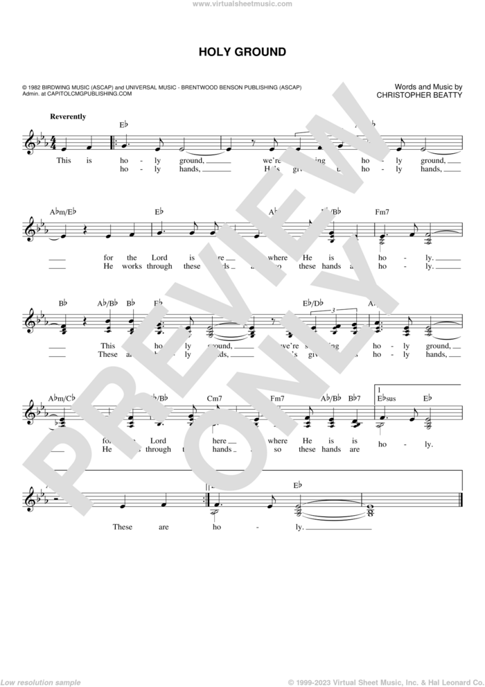 Holy Ground sheet music for voice and other instruments (fake book) by Christopher Beatty, intermediate skill level