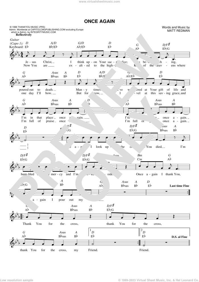 Once Again sheet music for voice and other instruments (fake book) by Matt Redman, intermediate skill level