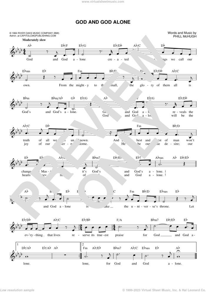 God And God Alone sheet music for voice and other instruments (fake book) by Phill McHugh, intermediate skill level