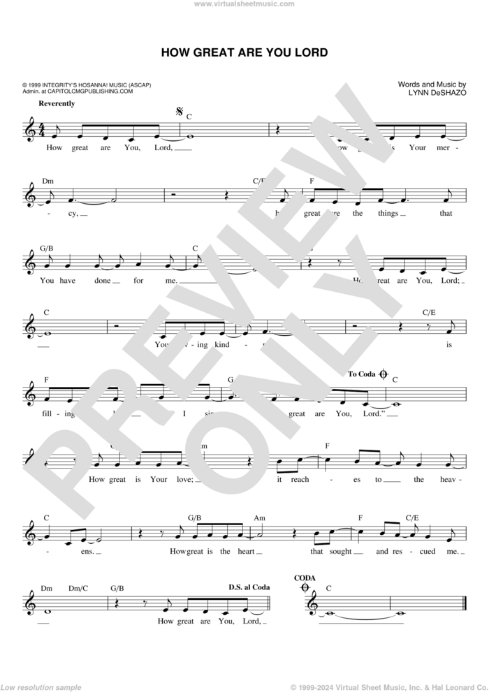 How Great Are You Lord sheet music for voice and other instruments (fake book) by Lynn DeShazo, intermediate skill level
