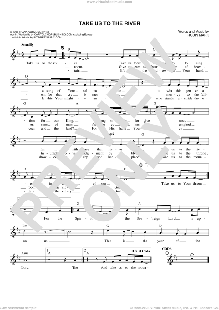 Take Us To The River sheet music for voice and other instruments (fake book) by Robin Mark, intermediate skill level