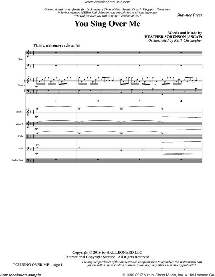 You Sing Over Me (COMPLETE) sheet music for orchestra/band by Heather Sorenson, intermediate skill level