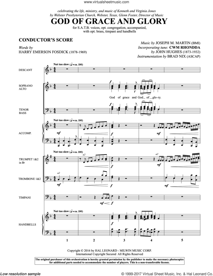 God of Grace and Glory (COMPLETE) sheet music for orchestra/band by Joseph M. Martin and Harry Emerson Fosdick, intermediate skill level