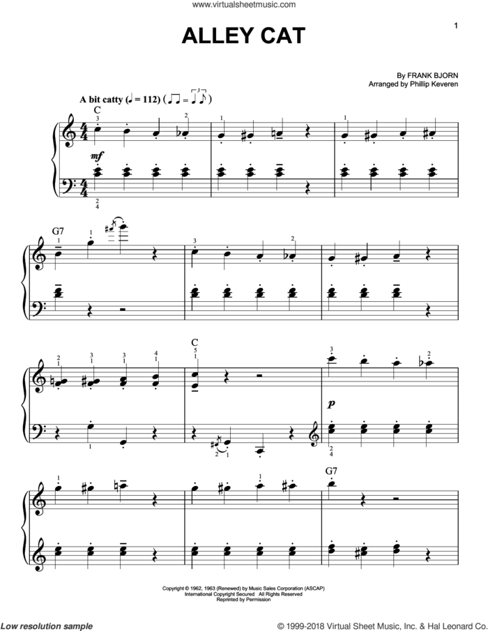 Alley Cat (arr. Phillip Keveren) sheet music for piano solo by Bent Fabric, Phillip Keveren and Frank Bjorn, easy skill level