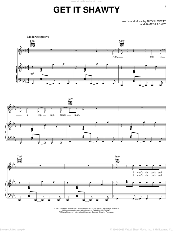 Get It Shawty sheet music for voice, piano or guitar by Lloyd, James Lackey and Ryon Lovett, intermediate skill level