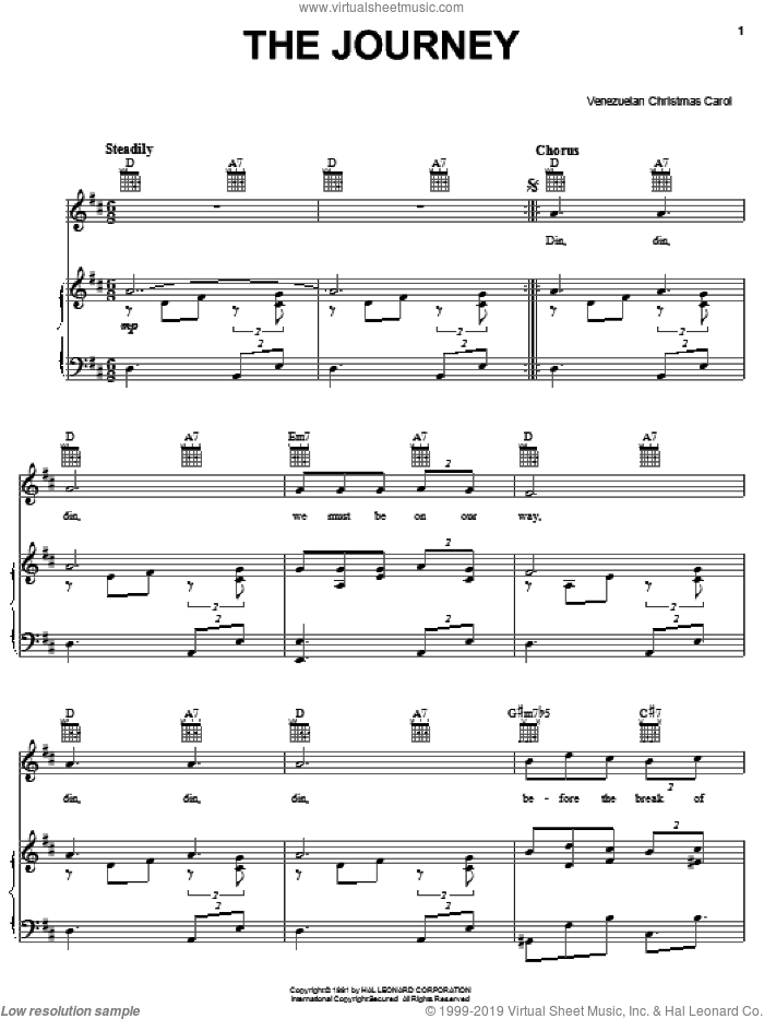 The Journey sheet music for voice, piano or guitar, intermediate skill level