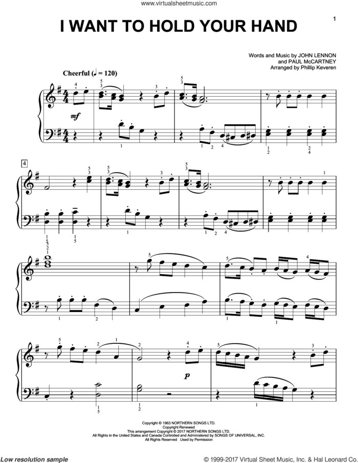 I Want To Hold Your Hand [Classical version] (arr. Phillip Keveren) sheet music for piano solo by Paul McCartney, Phillip Keveren, The Beatles and John Lennon, easy skill level