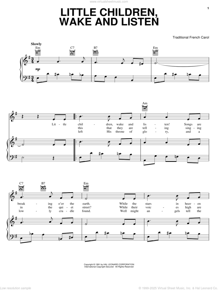 Little Children, Wake And Listen sheet music for voice, piano or guitar, intermediate skill level