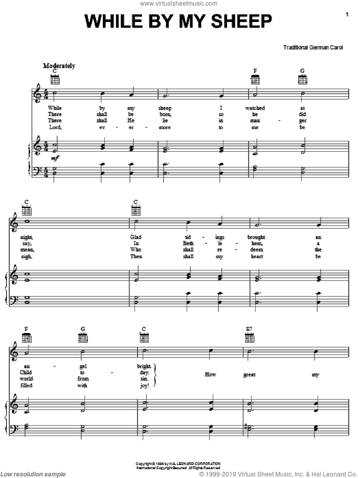 While By My Sheep sheet music for voice, piano or guitar, intermediate skill level