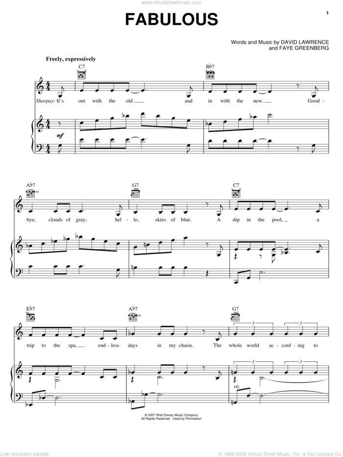 Fabulous sheet music for voice, piano or guitar by High School Musical 2, David Lawrence and Faye Greenberg, intermediate skill level