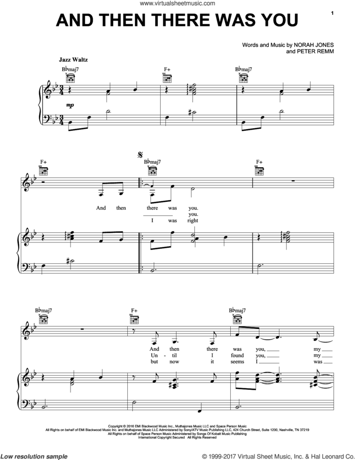 And Then There Was You sheet music for voice, piano or guitar by Norah Jones and Peter Remm, intermediate skill level