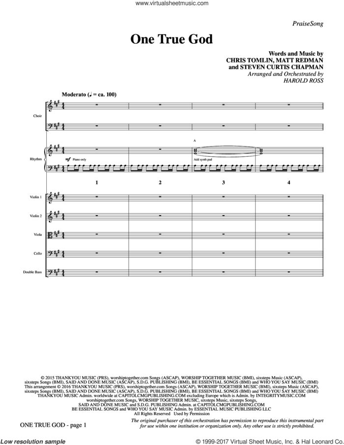 One True God (COMPLETE) sheet music for orchestra/band by Chris Tomlin, Harold Ross, Matt Redman and Steven Curtis Chapman, intermediate skill level