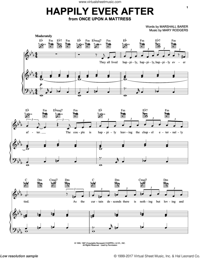 Happily Ever After sheet music for voice, piano or guitar by Rodgers & Barer, Marshall Barer and Mary Rodgers, intermediate skill level