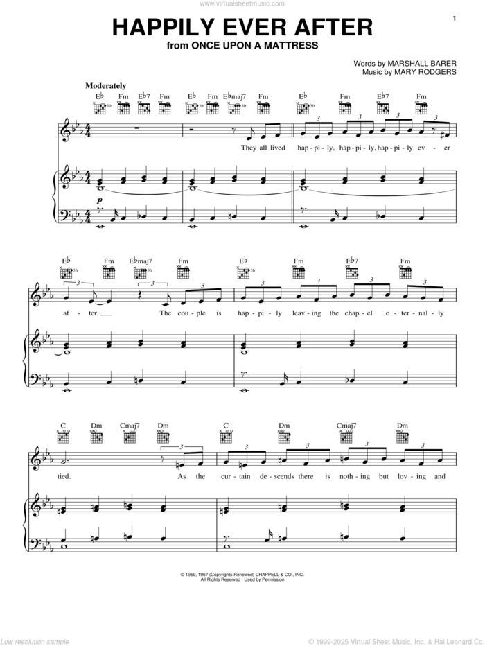 Happily Ever After sheet music for voice, piano or guitar by Rodgers & Barer, Marshall Barer and Mary Rodgers, intermediate skill level