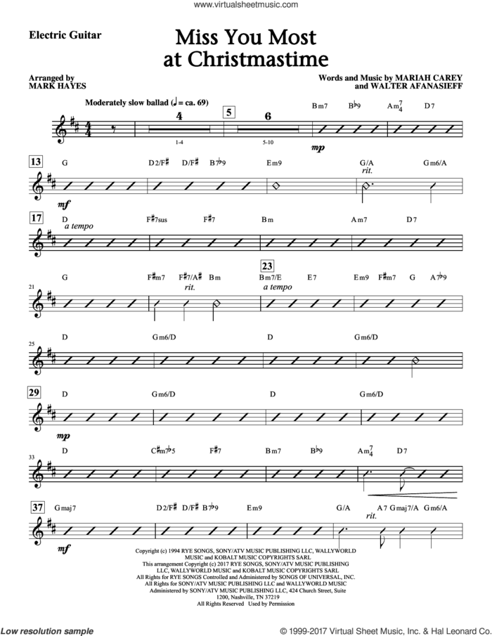 Miss You Most At Christmas Time (complete set of parts) sheet music for orchestra/band by Mark Hayes, Mariah Carey and Walter Afanasieff, intermediate skill level