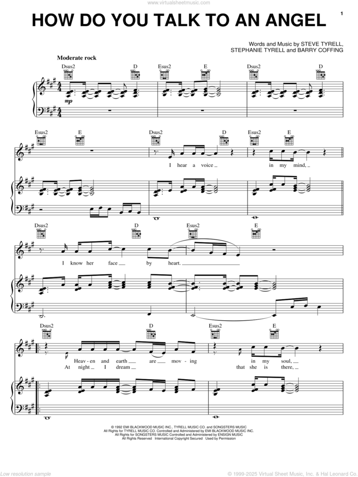 How Do You Talk To An Angel sheet music for voice, piano or guitar by Steve Tyrell, Hawthorne Heights, Barry Coffing and Stephanie Tyrell, intermediate skill level