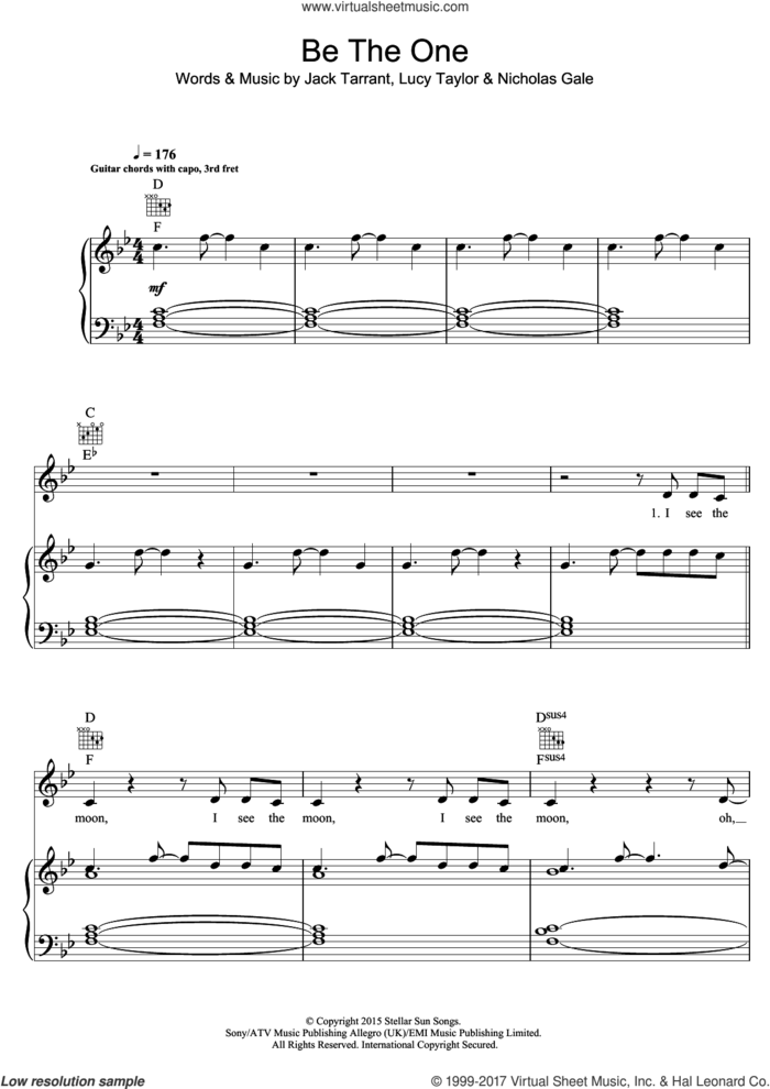 Be The One sheet music for voice, piano or guitar by Dua Lipa, intermediate skill level