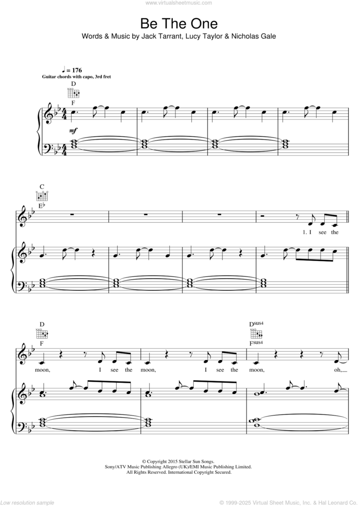 Be The One sheet music for voice, piano or guitar by Dua Lipa, intermediate skill level