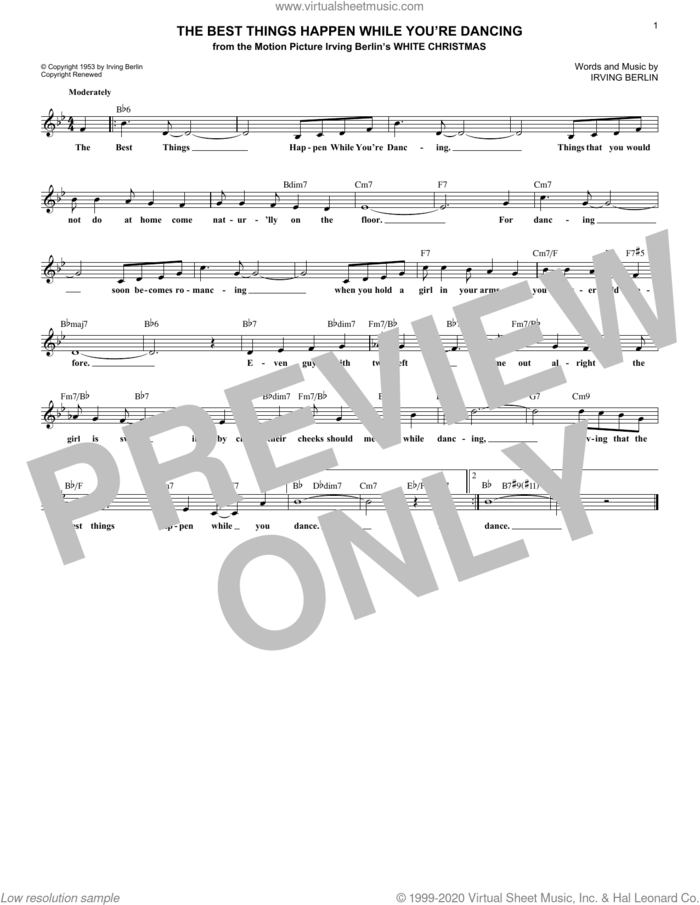 The Best Things Happen While You're Dancing sheet music for voice and other instruments (fake book) by Irving Berlin, intermediate skill level