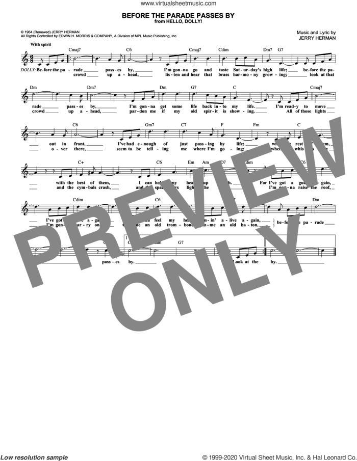 Before The Parade Passes By sheet music for voice and other instruments (fake book) by Jerry Herman, intermediate skill level
