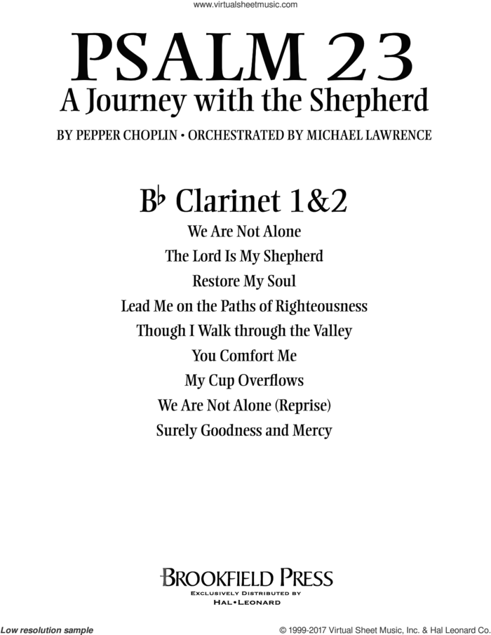 Psalm 23, a journey with the shepherd sheet music for orchestra/band (Bb clarinet 1,2) by Pepper Choplin, intermediate skill level