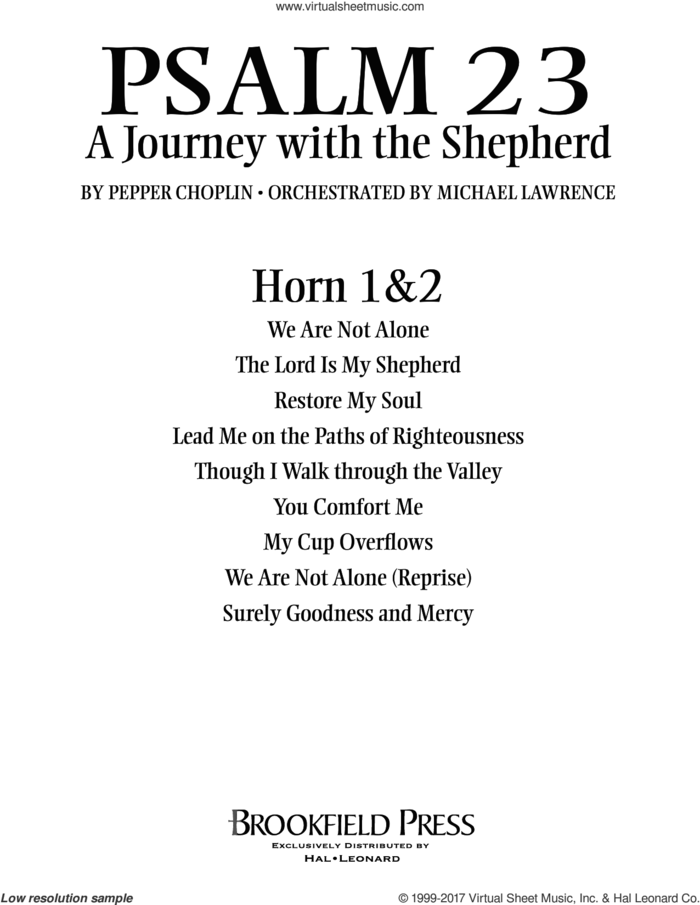 Psalm 23, a journey with the shepherd sheet music for orchestra/band (f horn 1,2) by Pepper Choplin, intermediate skill level