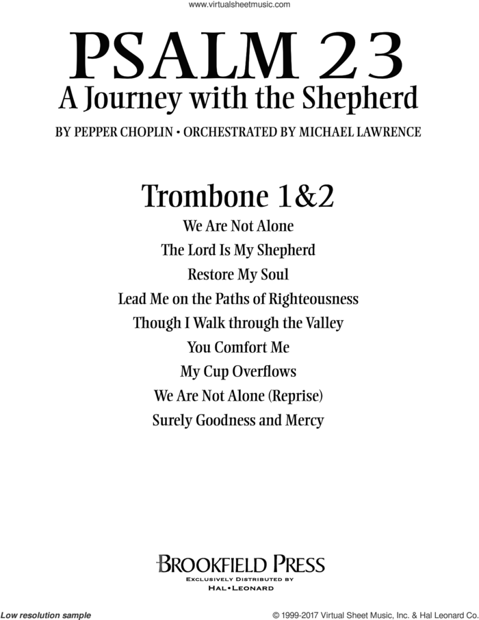 Psalm 23, a journey with the shepherd sheet music for orchestra/band (trombone 1 and 2) by Pepper Choplin, intermediate skill level