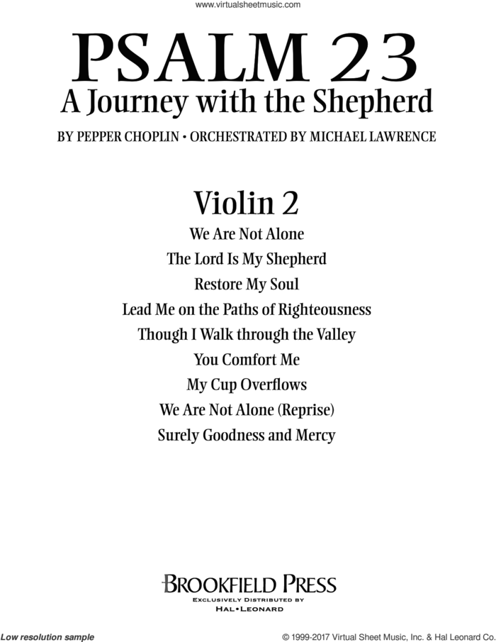 Psalm 23, a journey with the shepherd sheet music for orchestra/band (violin 2) by Pepper Choplin, intermediate skill level