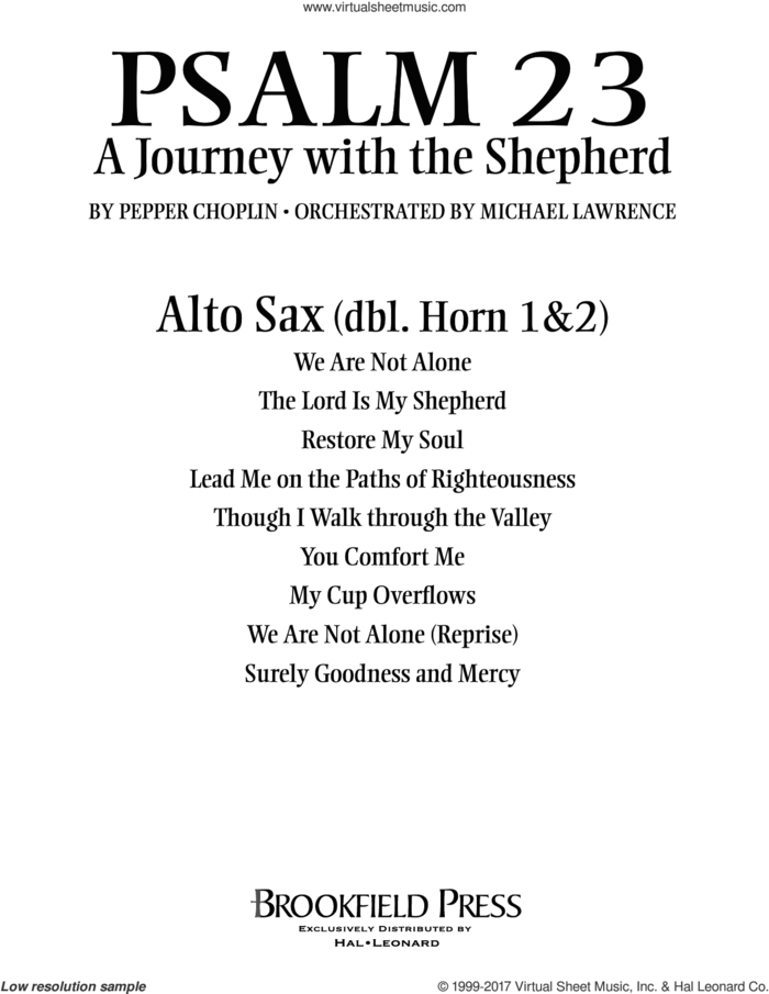 Psalm 23, a journey with the shepherd sheet music for orchestra/band (alto sax, sub. horn) by Pepper Choplin, intermediate skill level