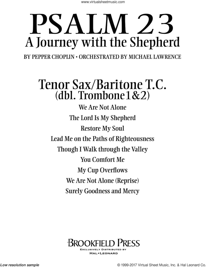 Psalm 23, a journey with the shepherd sheet music for orchestra/band (tenor sax/baritc, sub tbn 1-2) by Pepper Choplin, intermediate skill level
