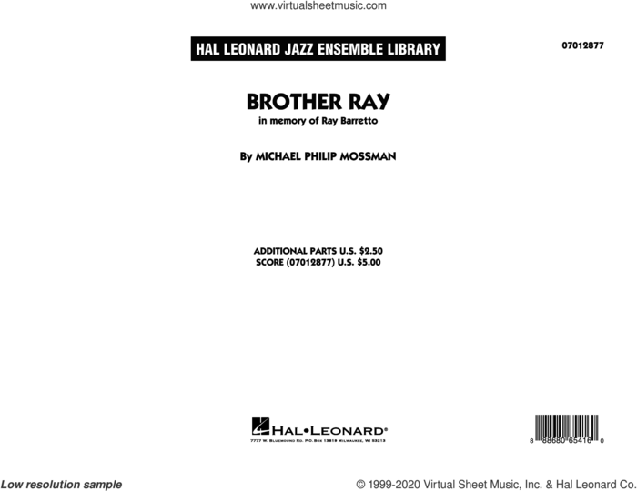 Brother Ray (COMPLETE) sheet music for jazz band by Michael Philip Mossman, intermediate skill level