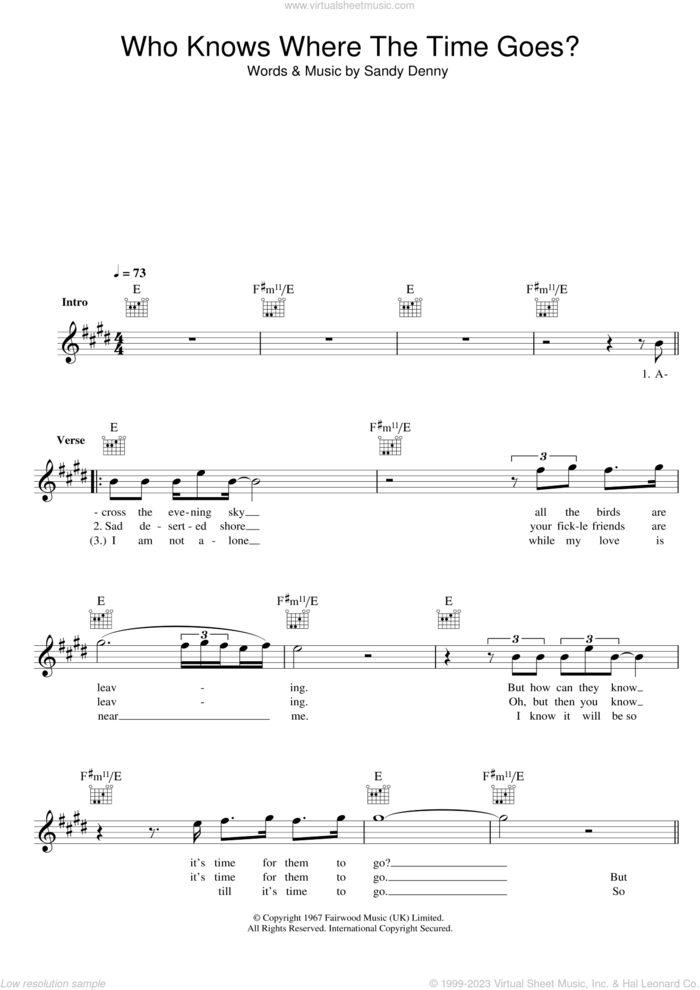 Who Knows Where The Time Goes? sheet music for voice and other instruments (fake book) by Fairport Convention, intermediate skill level